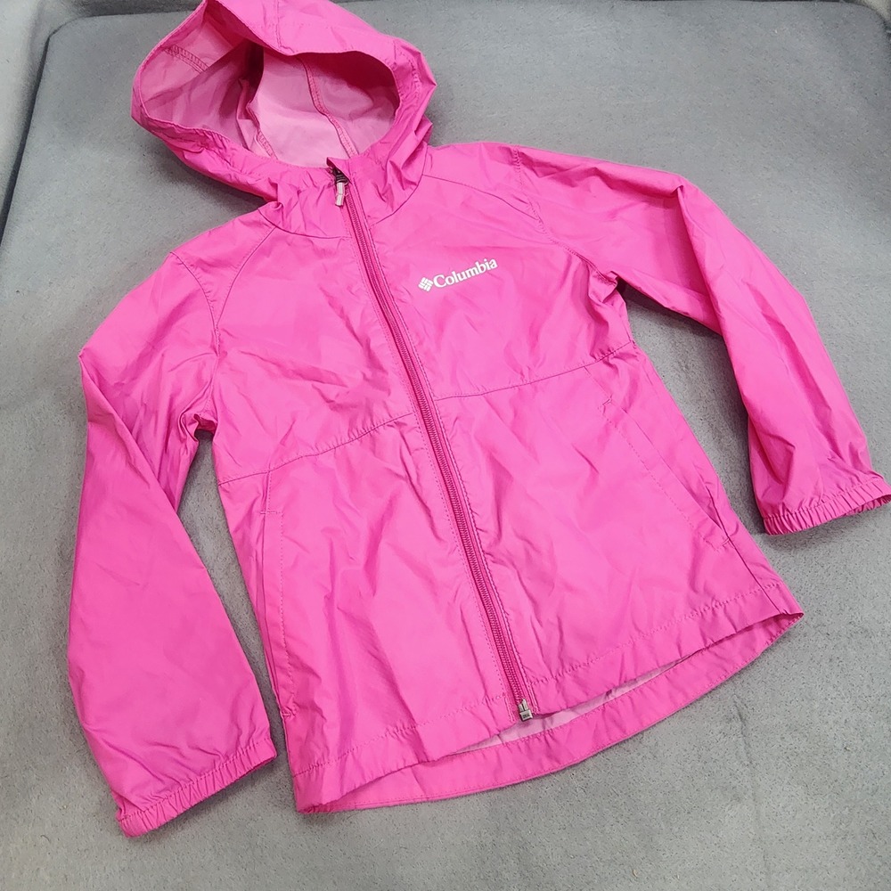 Columbia Windbreaker Jacket Pink Hooded Full Zip Kids XXS 4/5